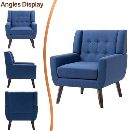 Accent Chair, Upholstered Armchair in Linen - Image 7