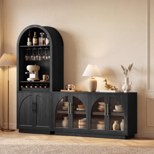 Fatmok Modular Coffee Bar with LED Lighting, Charging Station, Arched Glass by Fatmok