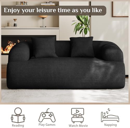 75" Boneless Cloud Loveseat, Modern Cute Curved Chenille Sofa, 2 Seater - Image 3