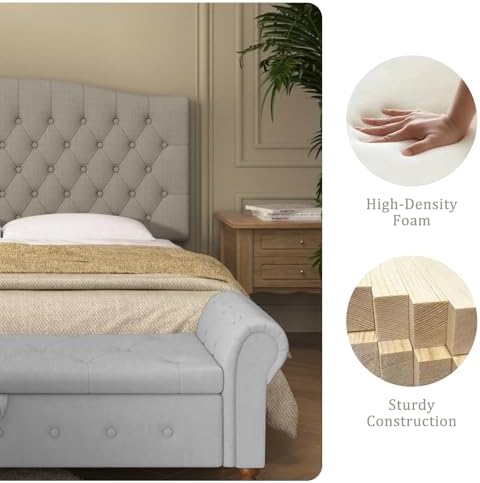 Furpopup Linen Queen Size Headboard Only, Upholstered Wall Mount - Image 6