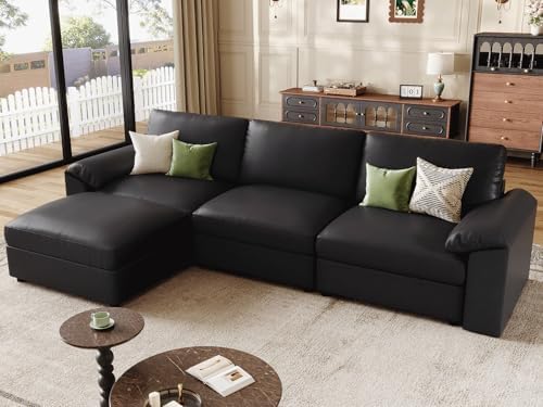 EASE MOOSE Leather Sectional Couch, L Shaped Modular Sectional Sofa by EASEMOOSE