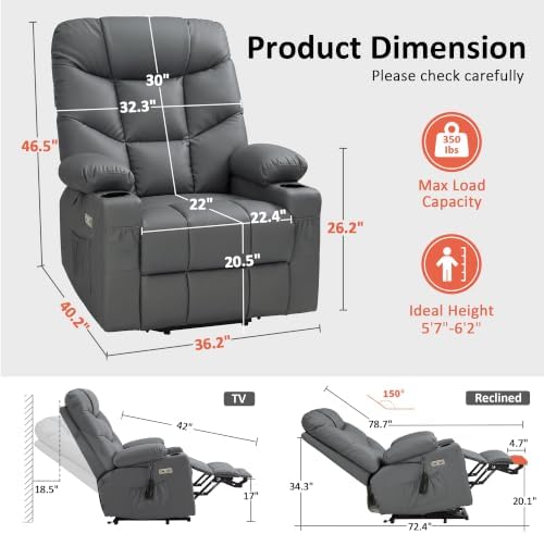 MCombo Power Lift Recliner for Elderly, Leather 7283 - Image 3