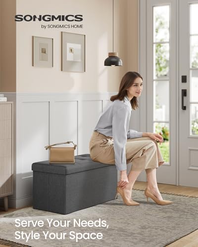 SONGMICS 30 Inches Folding Storage Ottoman Bench, Load 660 lb - Image 3