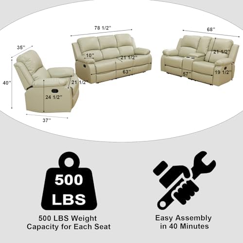 3 Piece Reclining Sectional Couch - Image 2