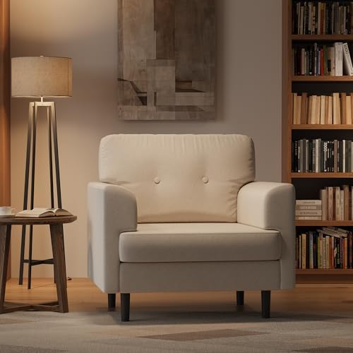 Garvee 38" Wide Armrest Accent Chair, Linen Upholstered Reading & Lounge Chair - Image 5