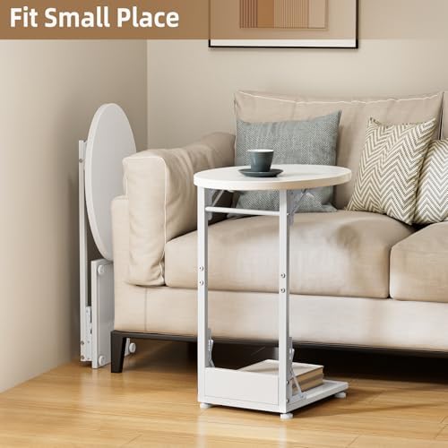 Elbourn Folding Side Table End Couch Tables, C-Shaped TV Stand - Image 7