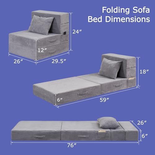 Folding Sofa Bed, Convertible Sleeper Chair Bed, Floor Sofa - Image 2