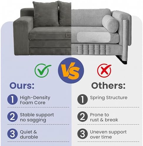 69" 3 Seater Convertible Folding Sofa Bed, Boneless Couch - Image 6