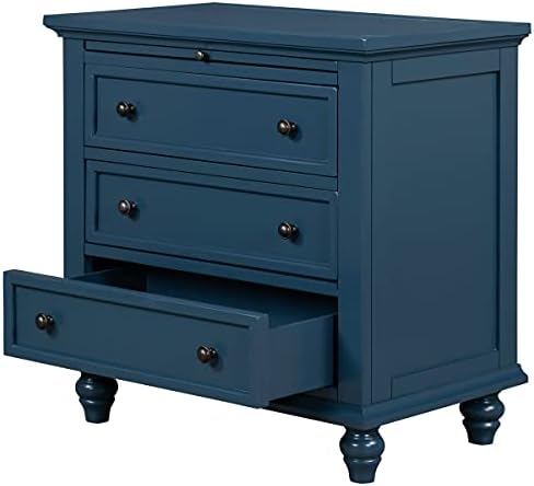 LUMISOL Wood Nightstand with 3 Drawers, End Table with Pull Out Tray, Storage - Image 4