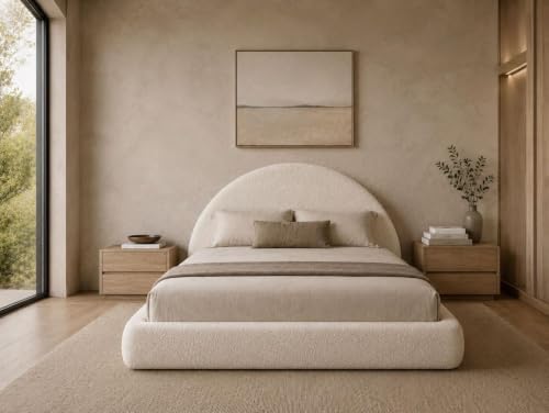 New Round Bed Upholstered Bed Frame –Washable Zip Cover, Modular Minimalist by CloudFrame