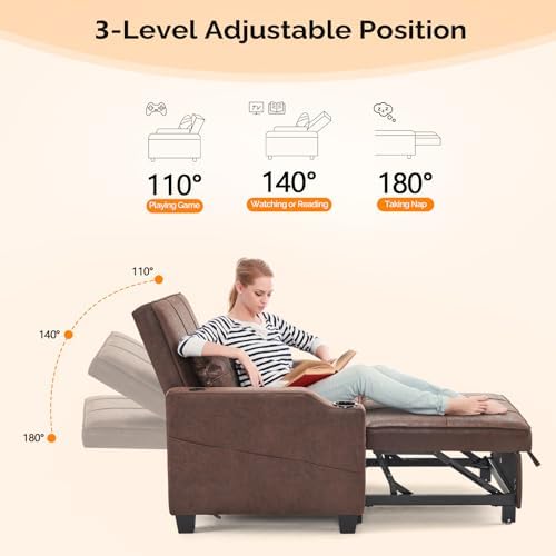 VINGLI Convertible Sleeper Chair Bed, Pull Out Sofa Couch - Image 5