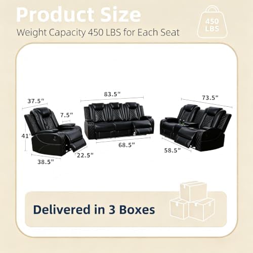 4-Piece Leather Power Recliner Sofa Set - Image 2