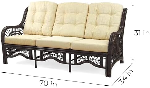 Malibu Lounge Three-Seater Sofa Natural Rattan Wicker Handmade Design - Image 2