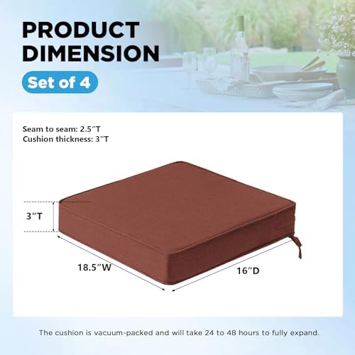 18.5 x 16 Inch Sunbrella Outdoor Chair Cushions - Image 3