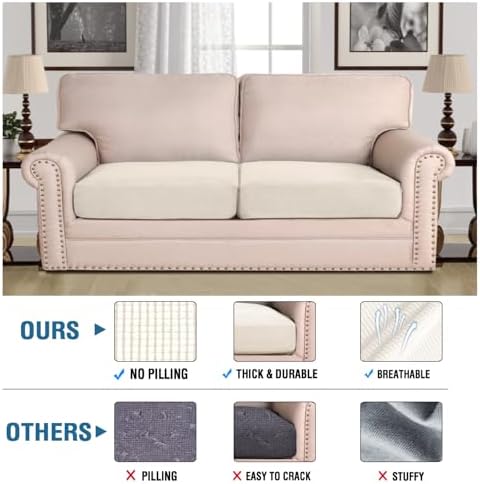 H.VERSAILTEX Super Stretch Individual Seat Cushion Covers Sofa Covers Couch - Image 2