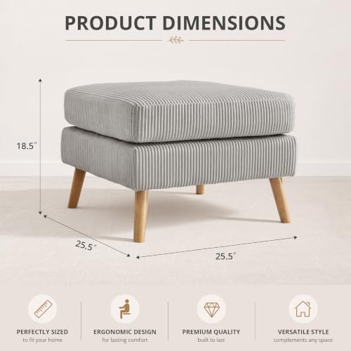 Large Ottoman, 29.5" Corduroy Ottoman - Image 2
