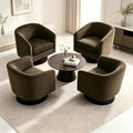 Pia Ricco Set of 4 Velvet 360° Swivel Barrel Accent Chair Coffee by PiaRicco