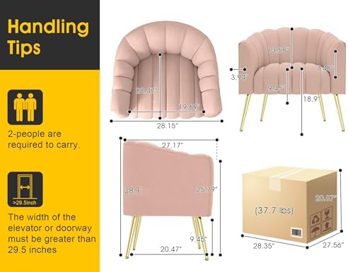 Dewhut Oversized Pumpkin Couch Accent Chair, Modern Comfy Velvet Upholstered - Image 2