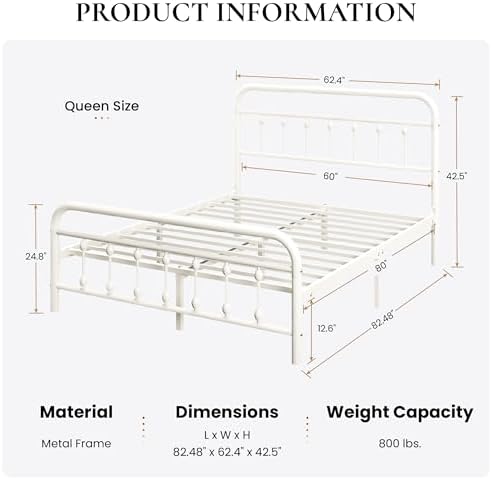 SHA CERLIN Queen Metal Bed Frame - Image 2