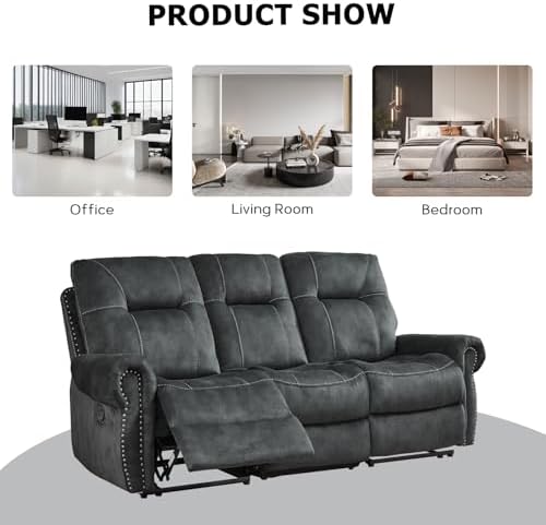 EBELLO 2 Pieces Manual Reclining Couch Furniture Set - Image 6
