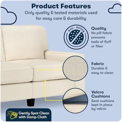 Serta Palisades 61" Track Arm Sofa, Easy Care Polyester, Soft Pillow Back - Image 3