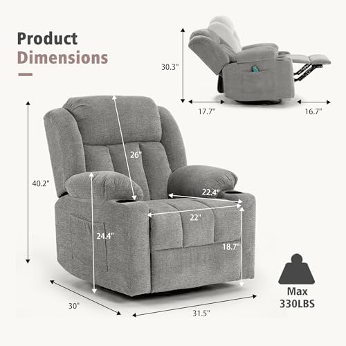 Ketaiyou Rocker Swivel Recliner Chair - Image 2