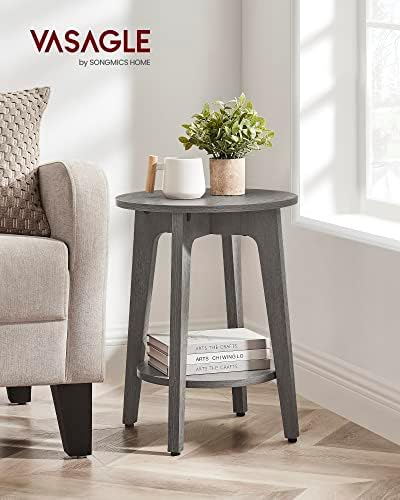 VASAGLE Round Side Table with Lower Shelf, End Table - Image 2