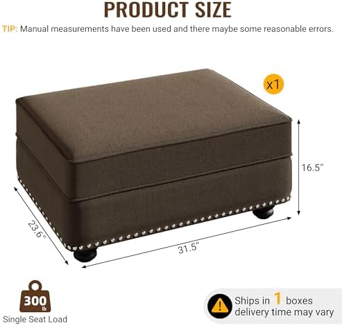 31.5" Velvet Ottoman for Modular Sofa Set, Upholstered Footrest Bench - Image 2