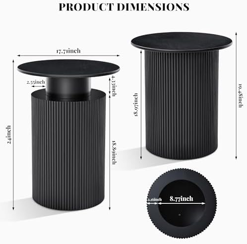 Fluted Side Table with Storage - Image 2