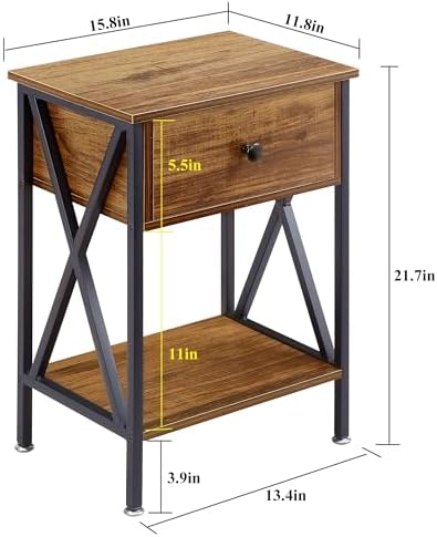 VECELO Nightstand, Modern Bedside End Table, Night Stand - Image 3