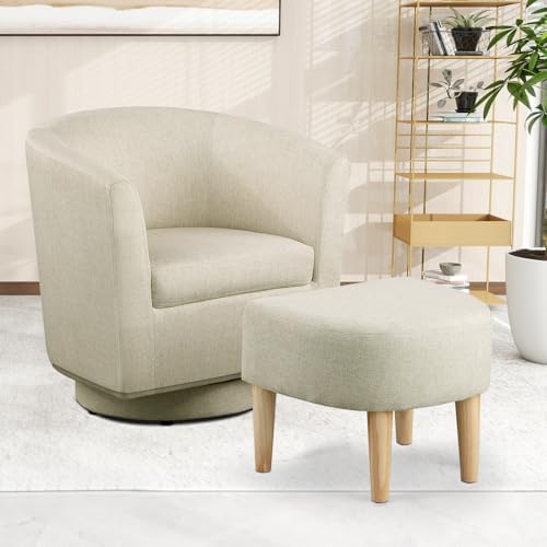 DAZONE Beige Swivel Accent Chair - Image 3