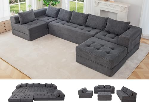 MAXYOYO 7-Seater U-Shaped Modular Sectional Sofa Couch by MAXYOYO