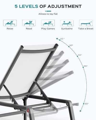 Ciokea Aluminum Foldable Lounge Chairs Set of 2 - Image 5