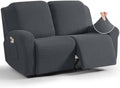TAOCOCO Oversized Stretch Loveseat Recliner Covers 6 Piece, Charcoal Grey by TAOCOCO