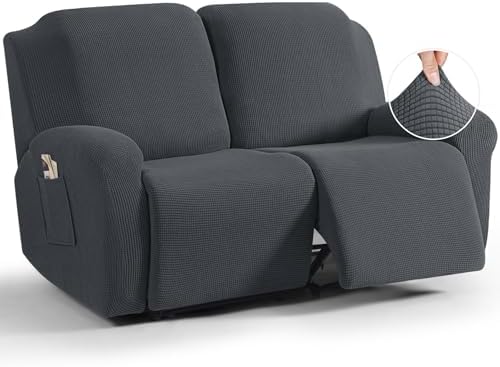 TAOCOCO Oversized Stretch Loveseat Recliner Covers 6 Piece, Charcoal Grey by TAOCOCO