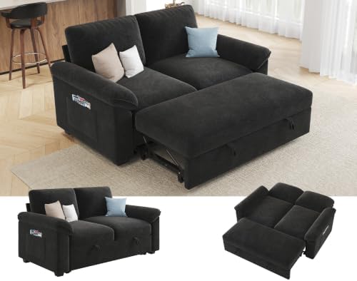 AMERLIFE Sofa Bed, 3-in-1 Sleeper Sofa, Pull Out Couch Loveseat-Black by AMERLIFE