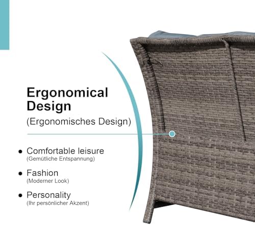 OC Orange-Casual Wicker Patio Loveseat Sofa w/Storage Ottoman - Image 5
