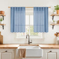 YoungsTex Blue Linen Kitchen Window Curtains 36 Inch Long 2 Panels by YoungsTex