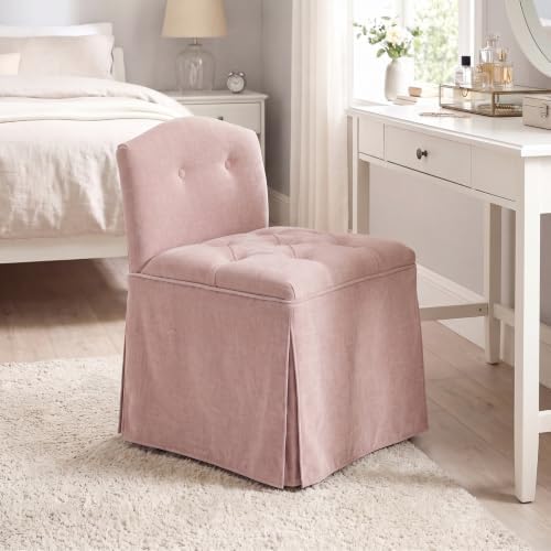 Pink Chenille Makeup Vanity Chair by DMFurniture