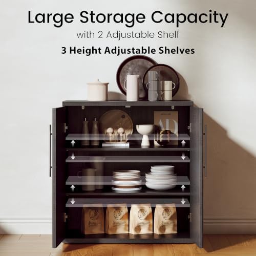 31.5" Buffet Cabinet with Storage, Fluted Sideboard Cabinet with Arched Doors & - Image 3