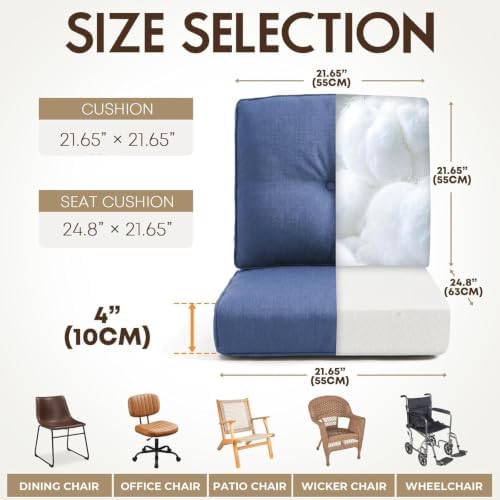 Outdoor Wicker Chair Replacement Cushions Set of 5, 22 x25 Inch Chairs Loveseat - Image 2