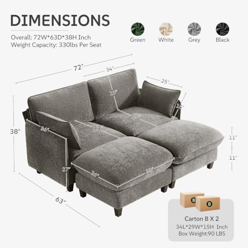 Ihanherry 72" Loveseat Sofa, Cloud Couch - Image 2