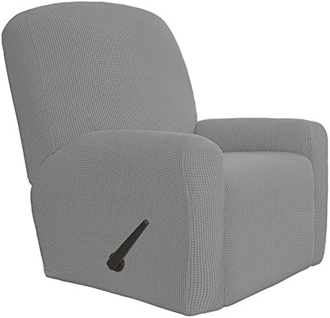 Easy-Going 4 Pieces Oversized Recliner Stretch Chair Slipcover Light Gray by Easy-Going
