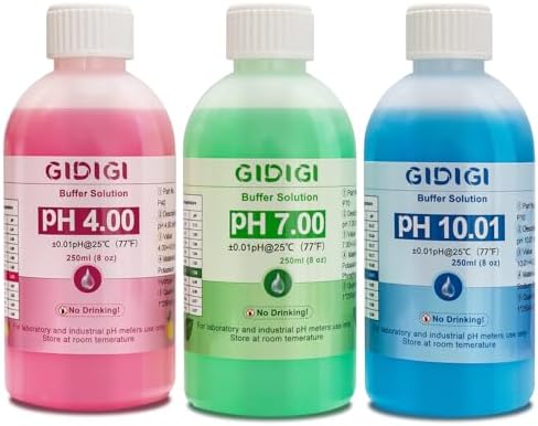 pH Meter Calibration Solution Kit, Includes 4.00, 7.00 and 10.01 by GIDIGI