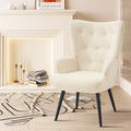 Furnimart Faux Fur White Accent Chair Mid Century Modern Living Room Chairs; by FurnimartFurniture
