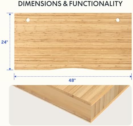 FLEXISPOT 48"x24" Curved Natural Bamboo Tabletop - Image 2
