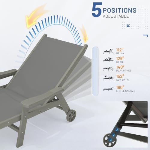 AreShark HDPE Patio Chaise Lounge Chair - Image 4