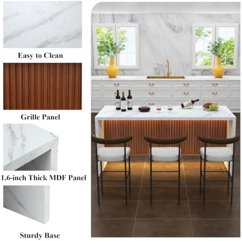 71" Large Imitation Marble Dining Table - Image 5
