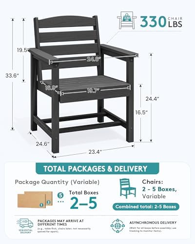 SERWALL Outdoor HDPE Dining Chairs Set of 2 - Image 3