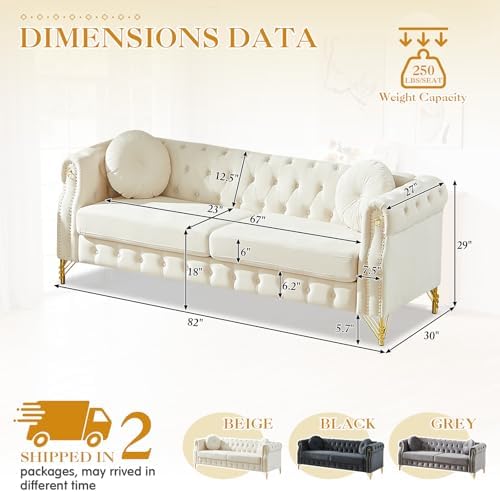 Mid Century Modern Chesterfield Sofa, Upholstered Button Tufted Velvet Couch - Image 2